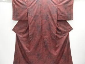 枝葉模様手織り紬着物